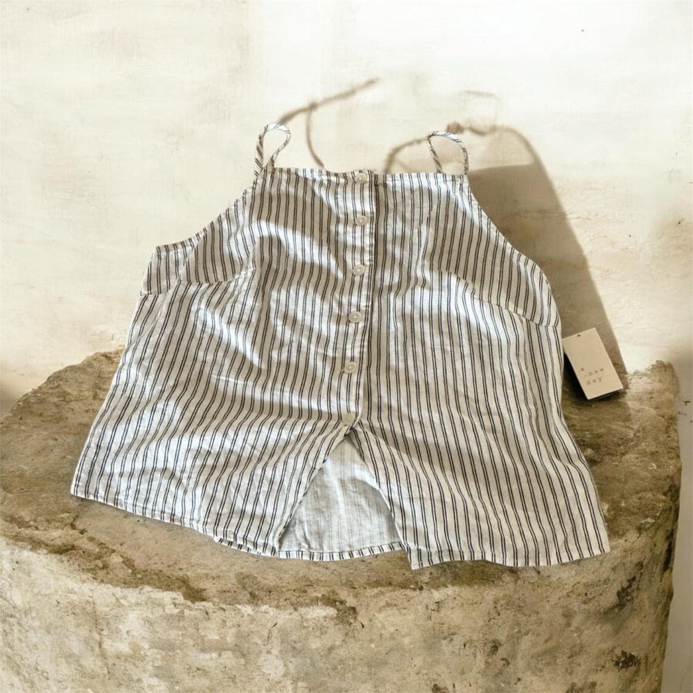 a new day Blue and White Striped Camisole